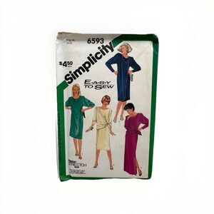Simplicity 6593 Sewing Pattern Knit Size 14 Pullover Dress Easy Sew Vintage